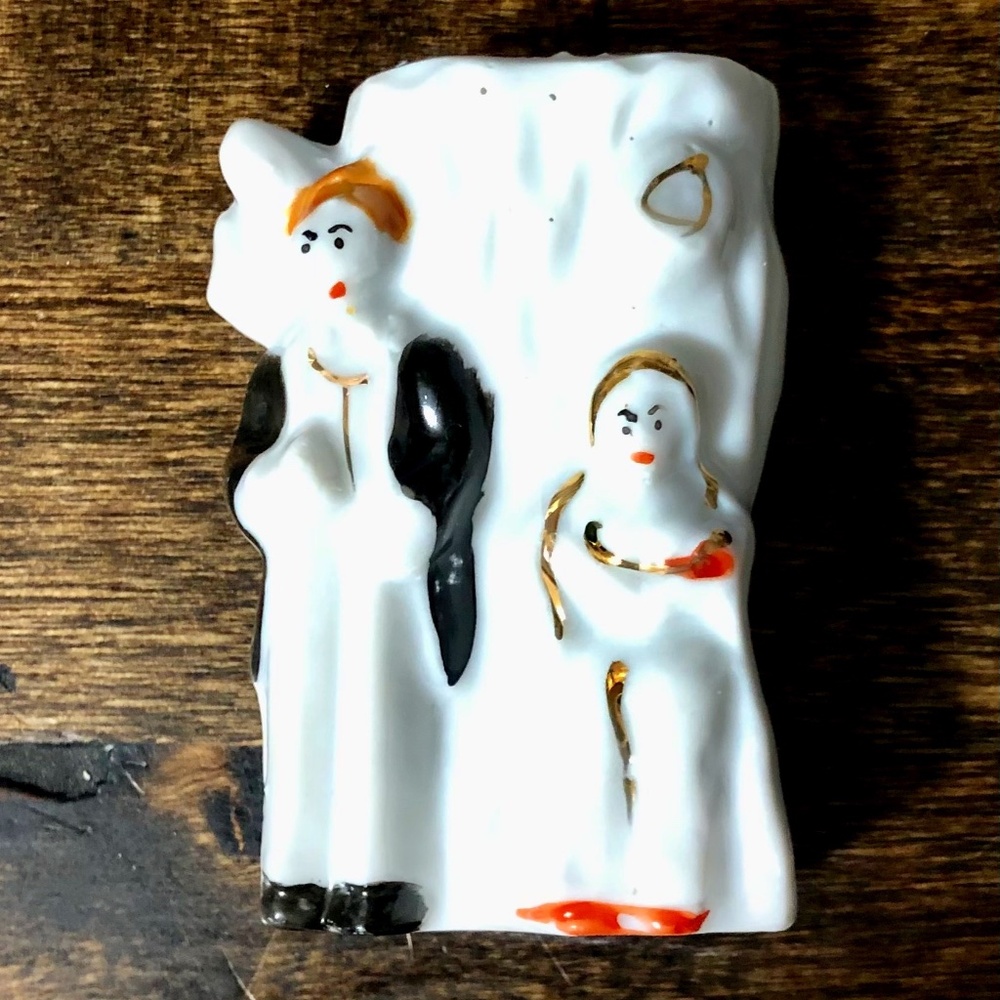 Vintage Toothpick Holder Groom Bride Tree, Mini-Vase Made In Japan